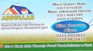 Abdullah Estate Advisor Lahore