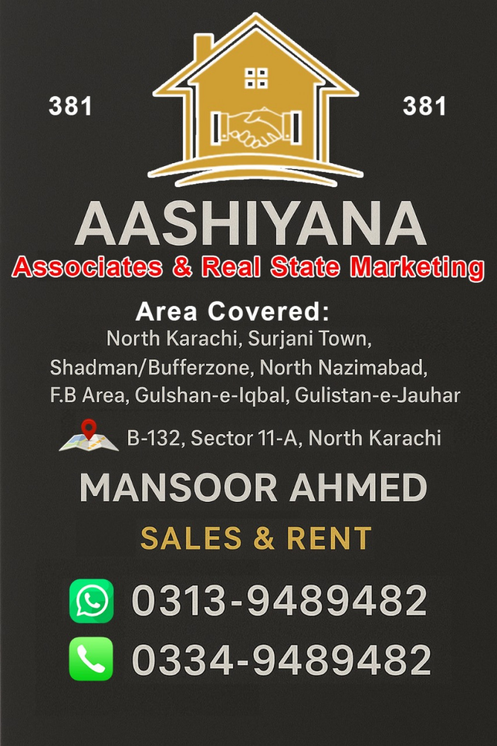 Realestate AgentMansoor  Ahmed Aashiyana Real Estate & Marketing  Karachi