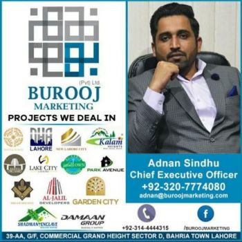 Realestate Agent Adnan Sandhu Burooj Marketing Lahore